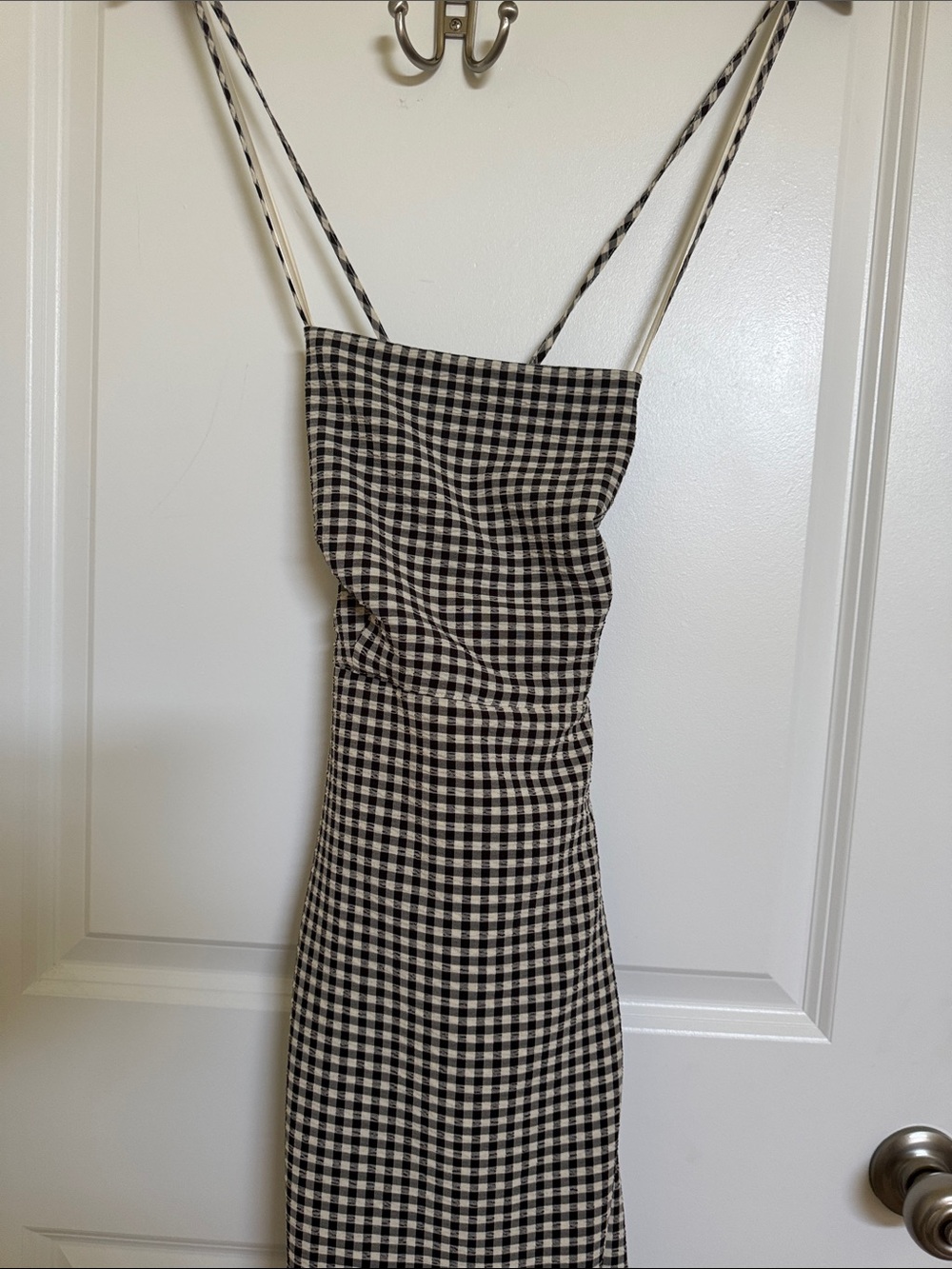 Gianni Bini Black & White Gingham Strappy Back Maxi Dress - Picture 5 of 12